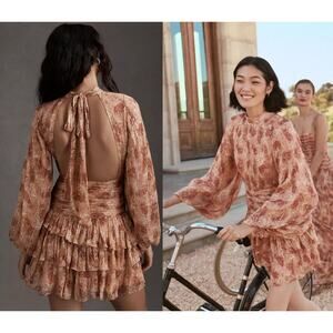 BHLDN Floral Mini Dress in Earthy Tones